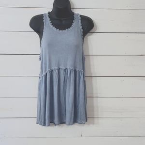 Pol M peplum top in dusty blue!